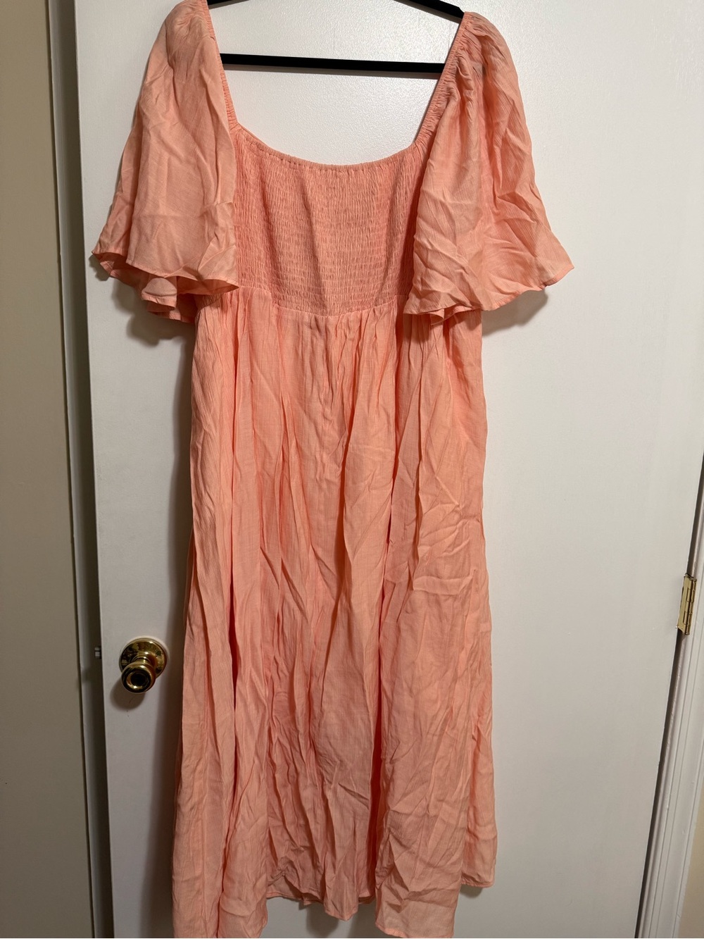 Chic Soul Peach Maxi Dress with Tie Front - Picture 2 of 3